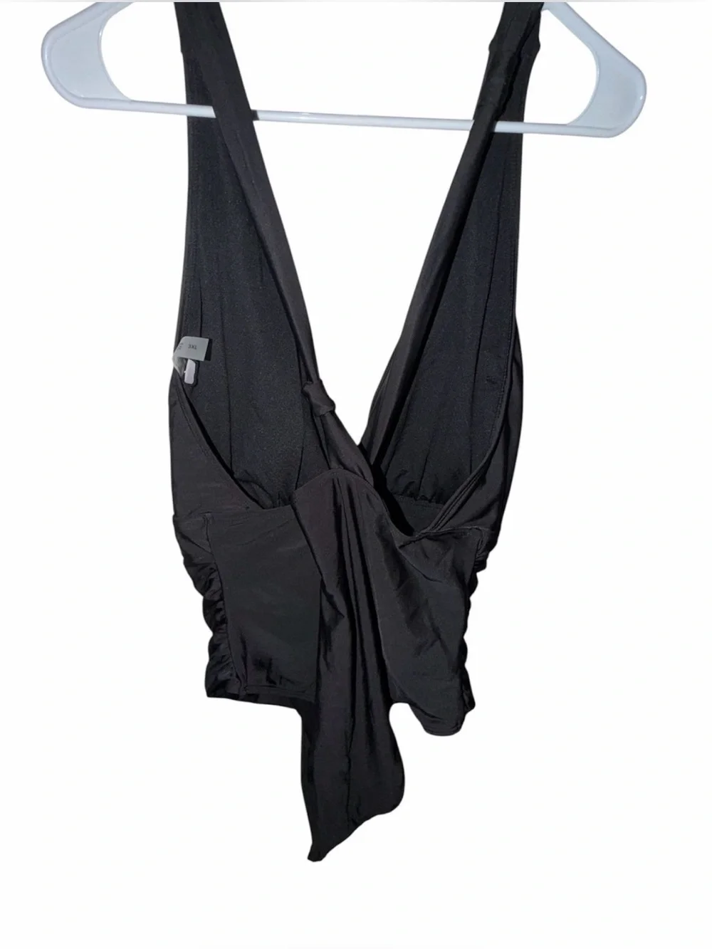 Black One-Piece Halter Swimsuit with Cross Back - Women Swim